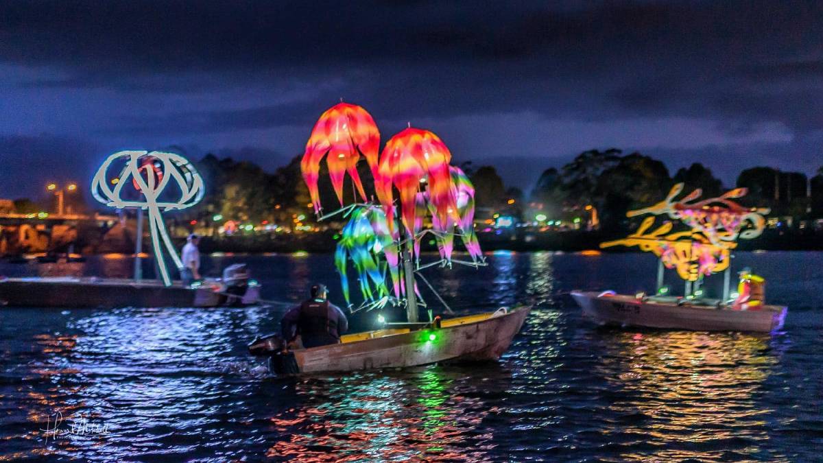 Unique colorful looking boats moving around the river